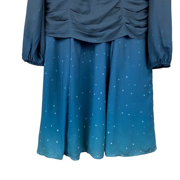 Wayward Fancies eShakti Dress Ombre Star Print Crepe Pleated Empire L 14 16 - Picture 6 of 12